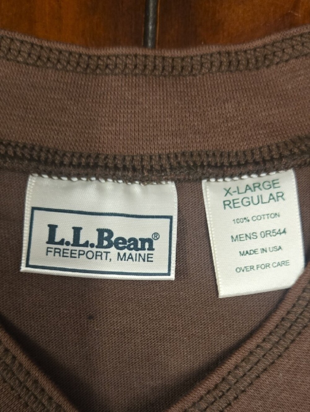 L.L. Bean Brown Long-Sleeve Henley Shirt - Picture 2 of 8